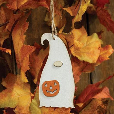 Ghost Gnome With Jack O Lantern Ornament - The Fox Decor